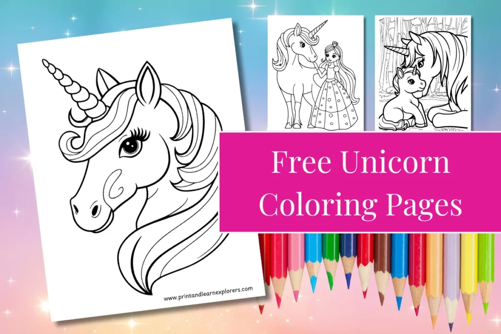 Free Unicorn coloring pages feature