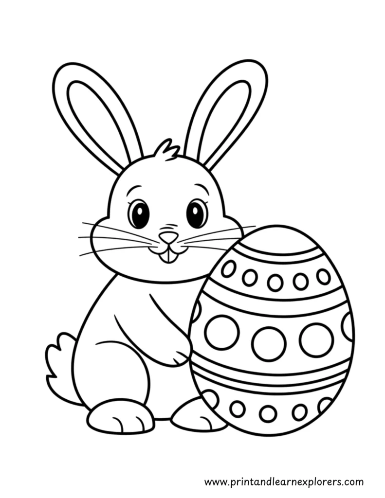 Easter rabbit with giant egg coloring sheet