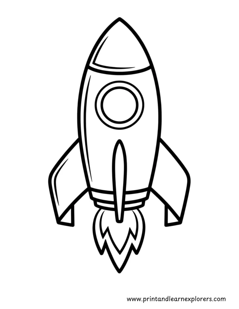 Simple easy to color rocket for preschoolers coloring page