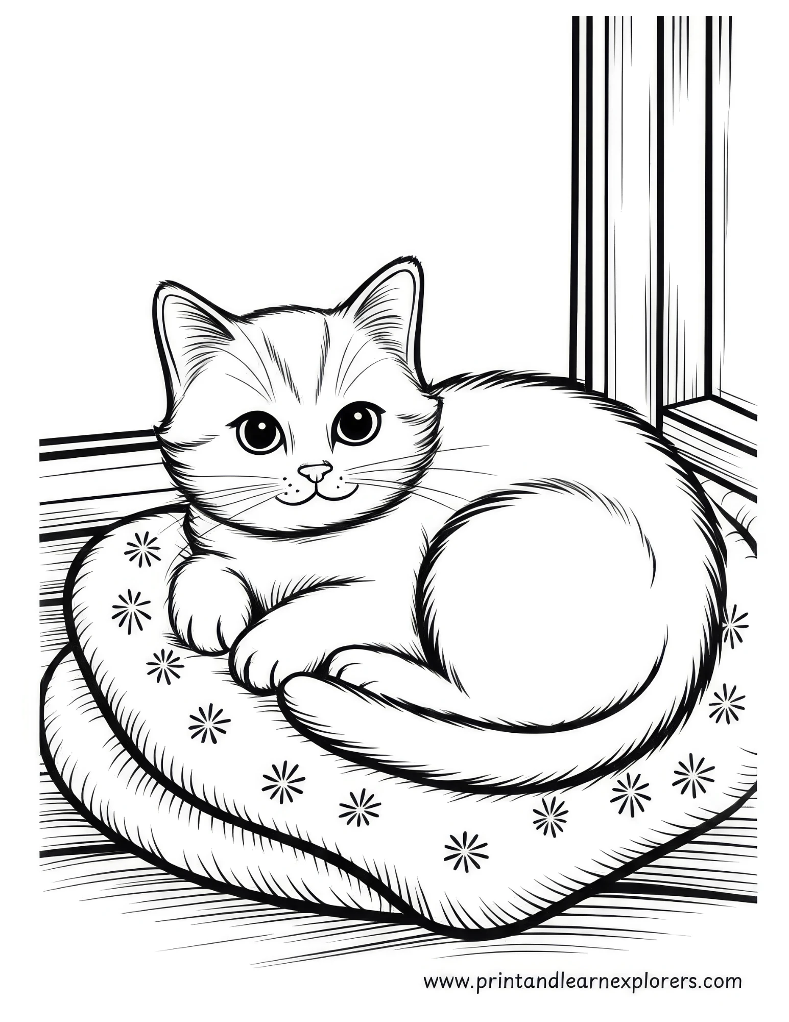 Cozy Cats On Pillow Coloring 8