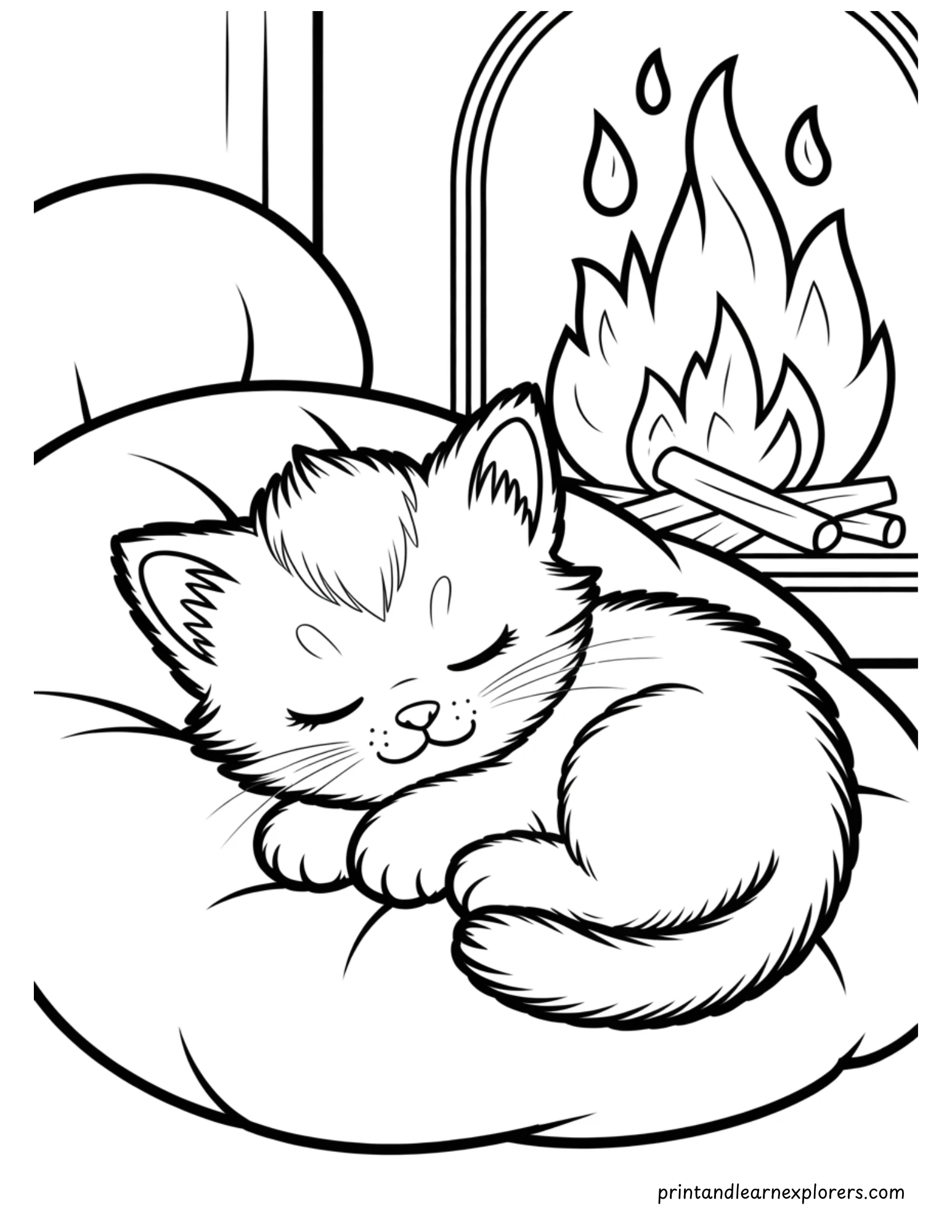 Cozy Sleeping Cats Coloring 5