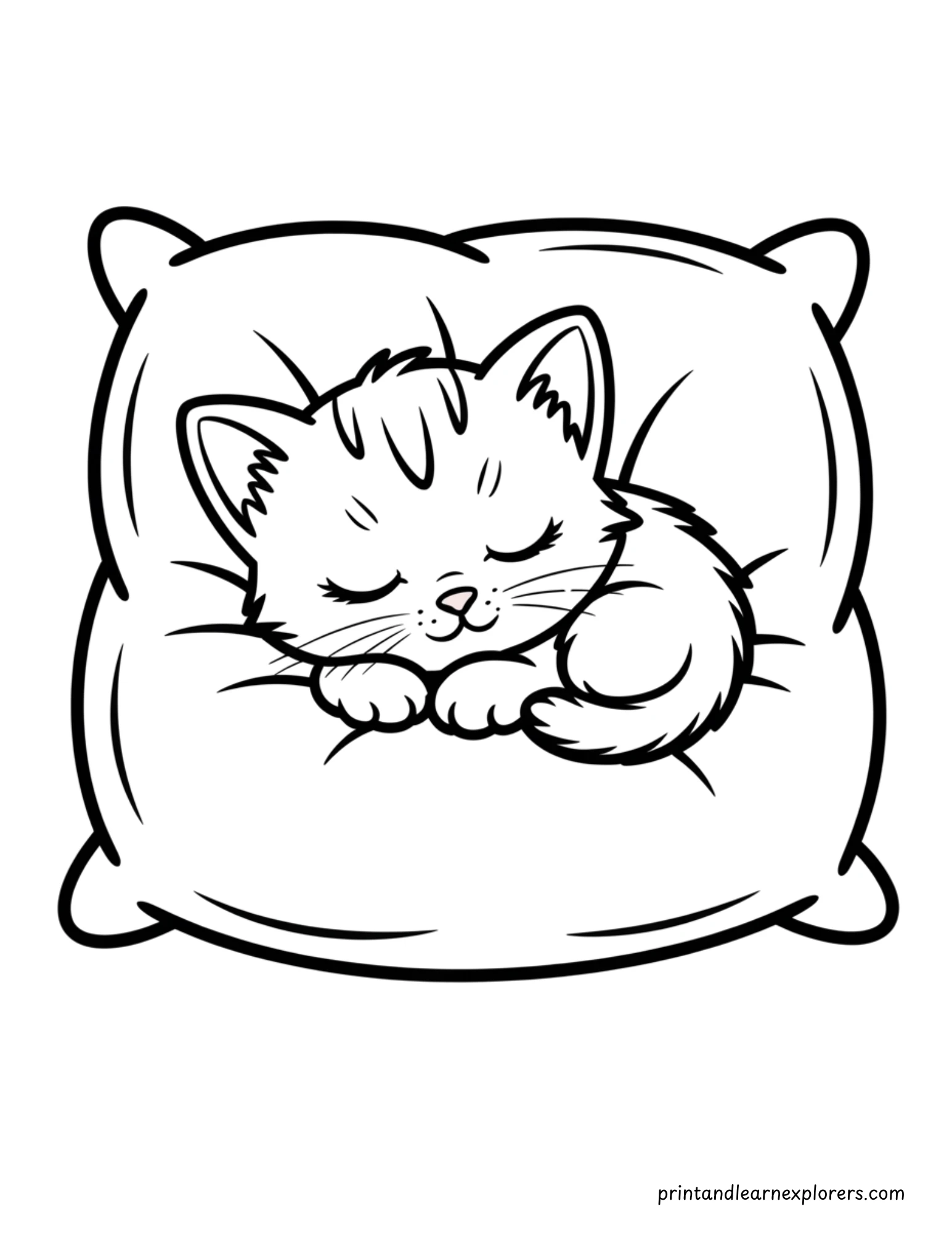 Cozy Sleeping Cats Coloring 6