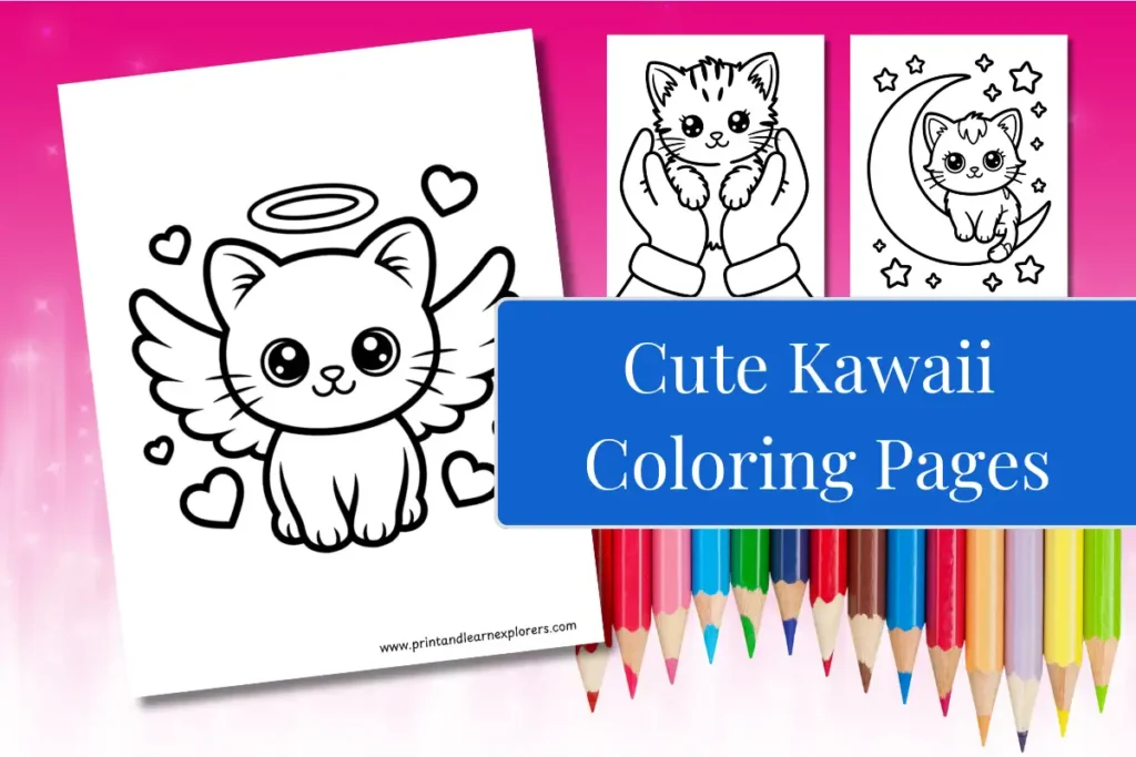 cute kawaii cat coloring pages