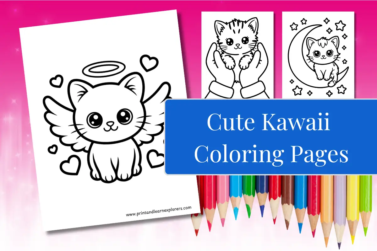 cute kawaii cat coloring pages