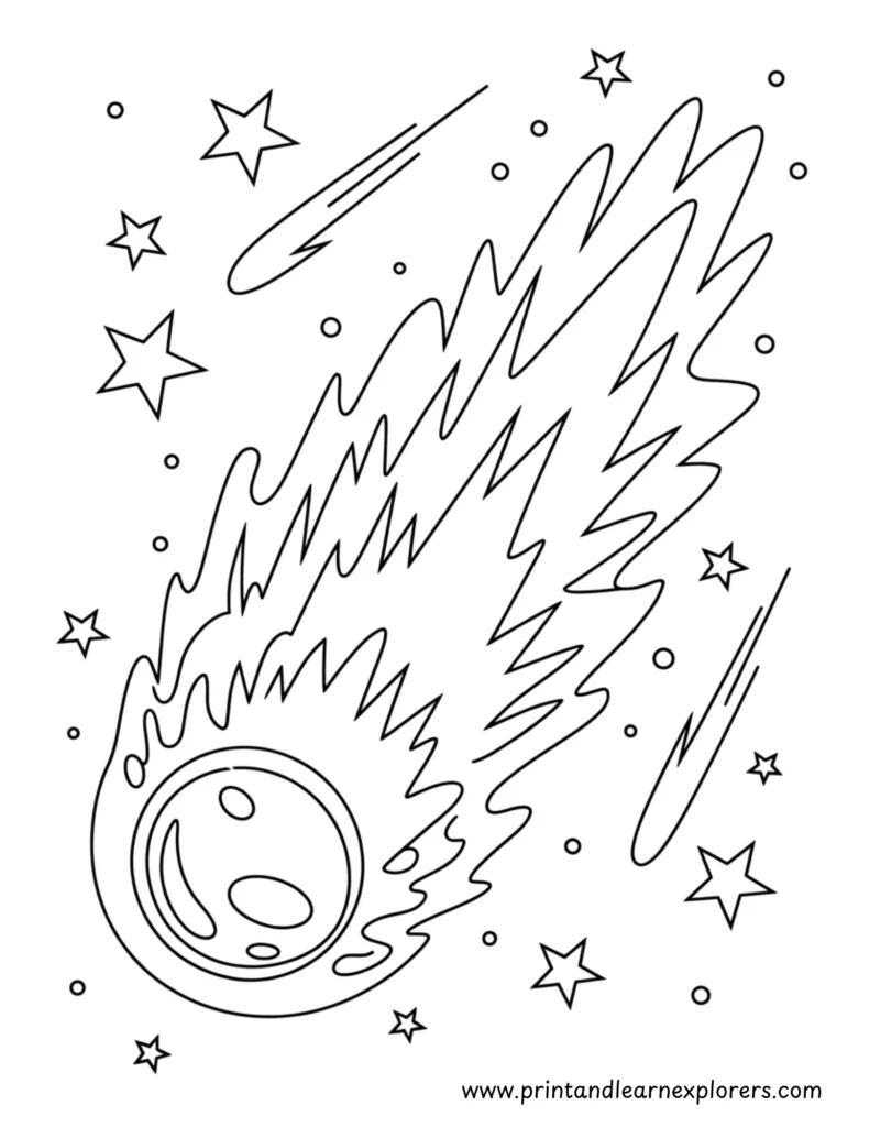 Comet travelling fast coloring page