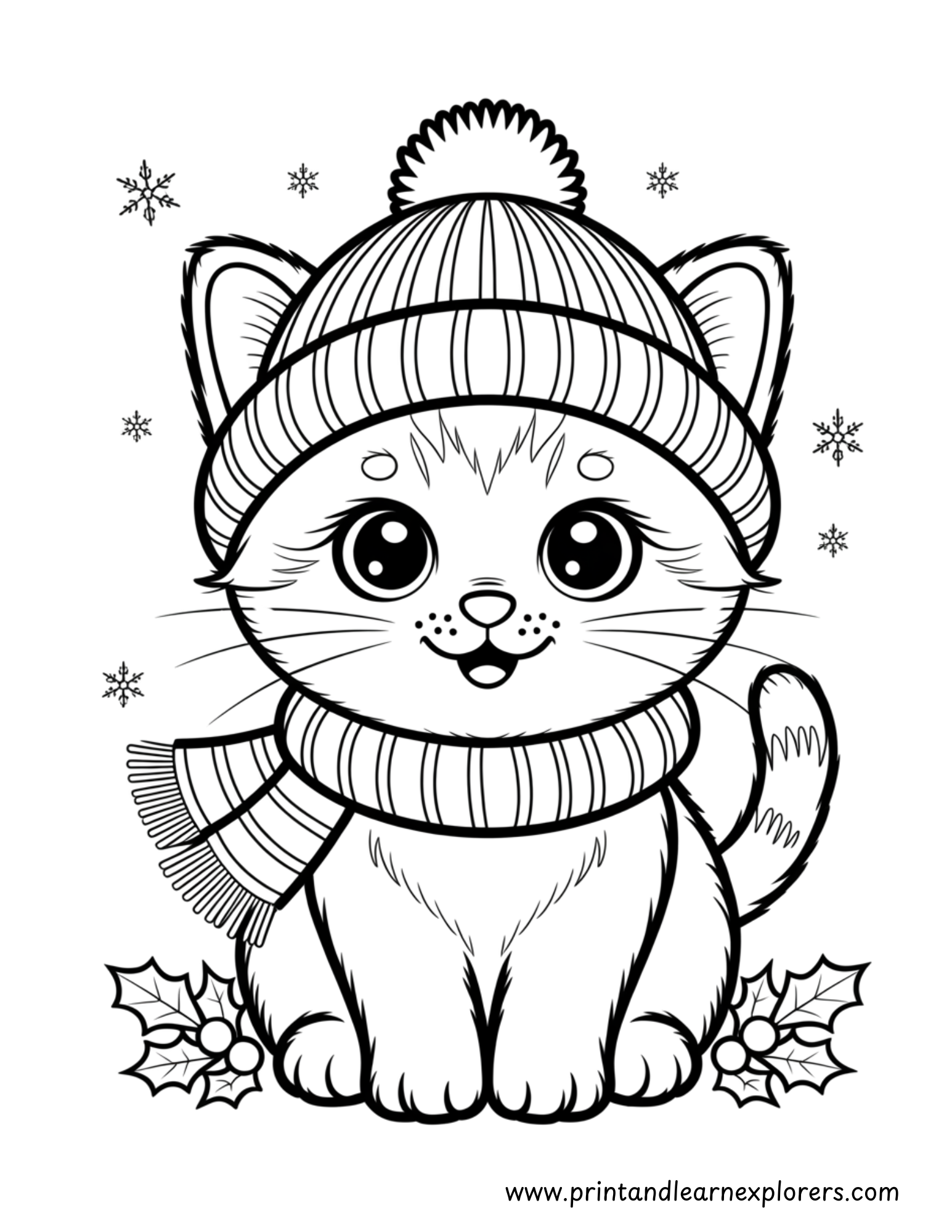 Christmas Cats Coloring Pages 19