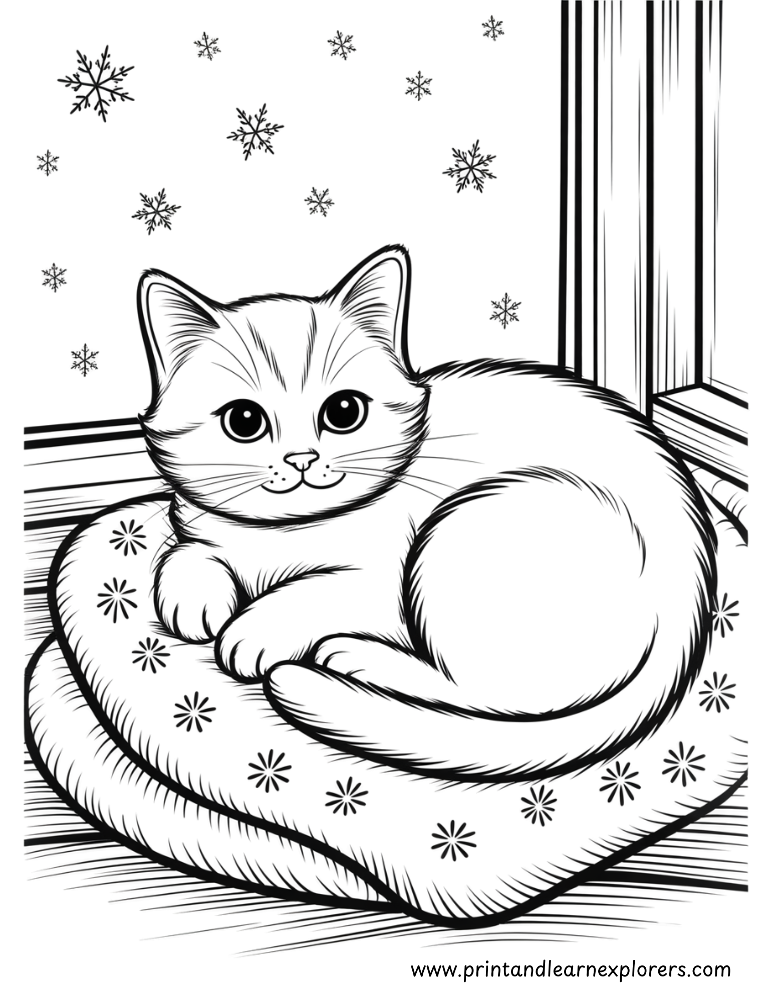 Christmas Cats Coloring Pages 2