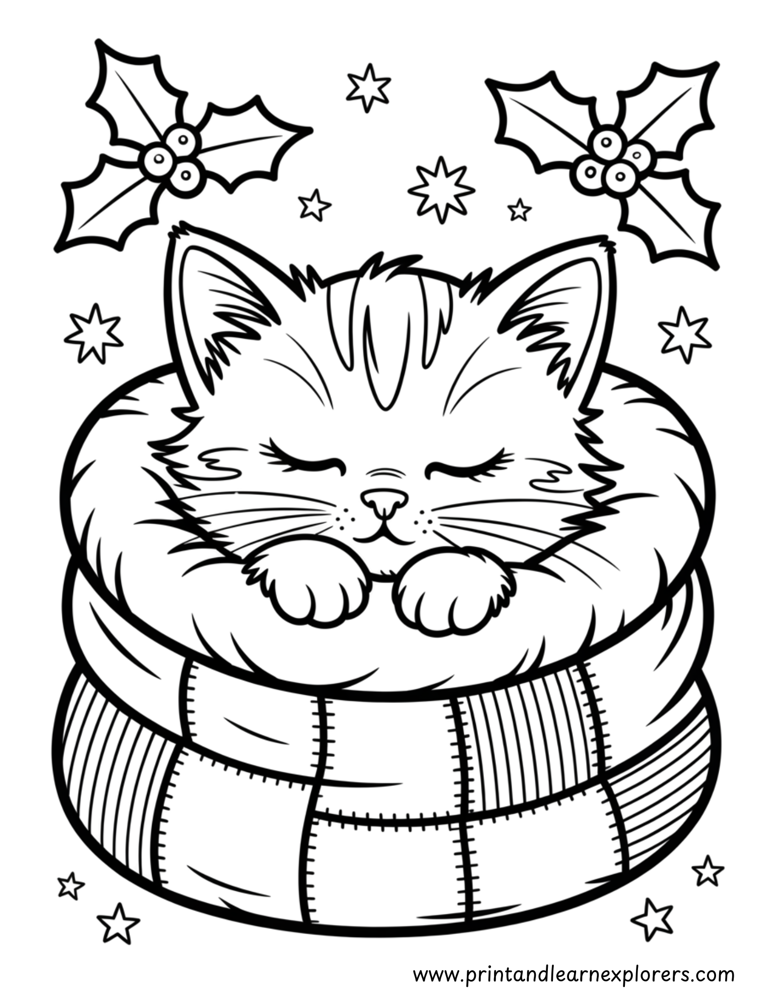 Christmas Cats Coloring Pages 3