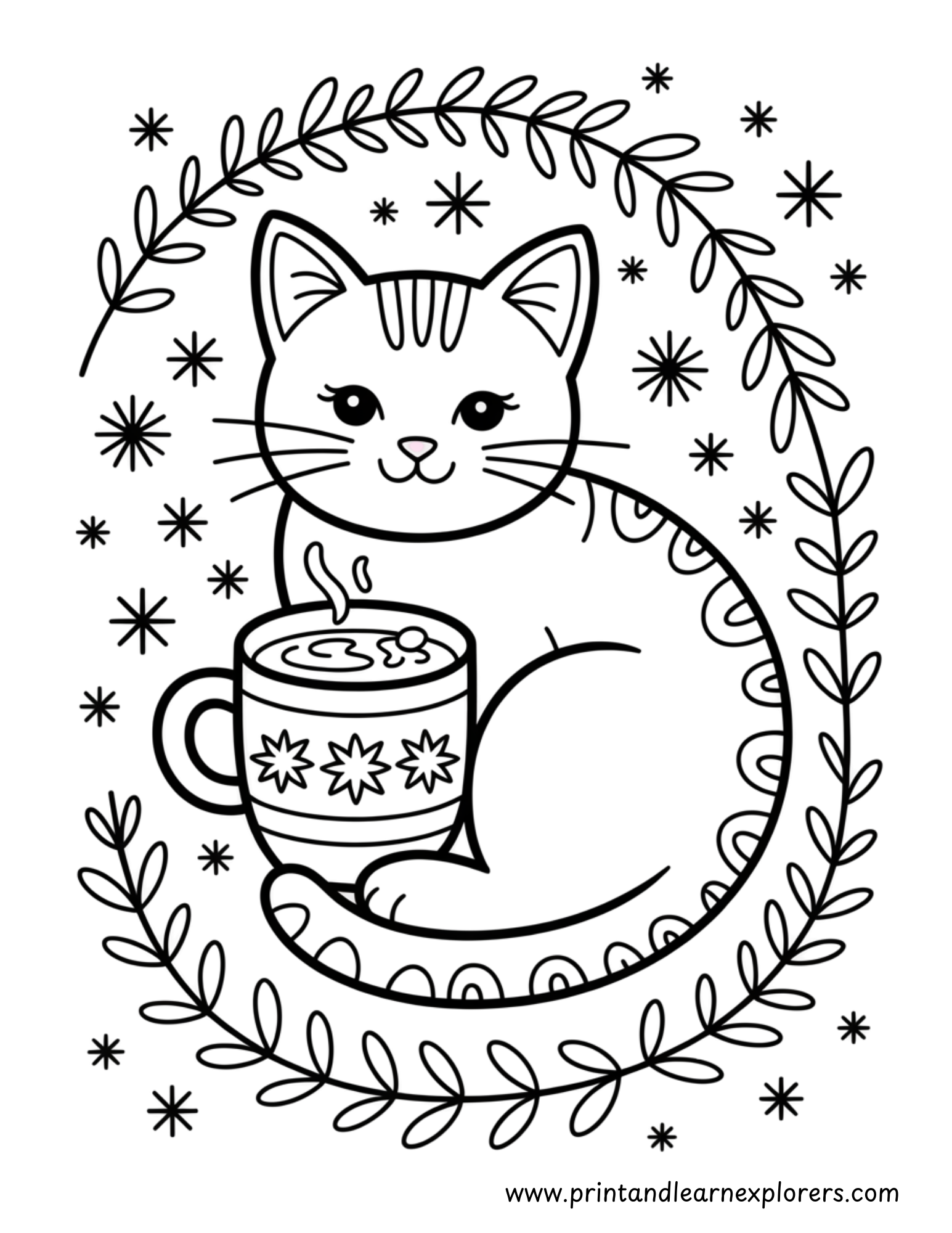 Christmas Cats Coloring Pages 4