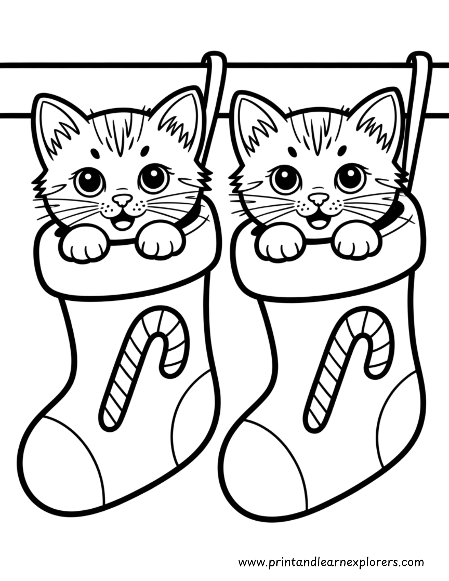 Christmas Cats Coloring Pages 5