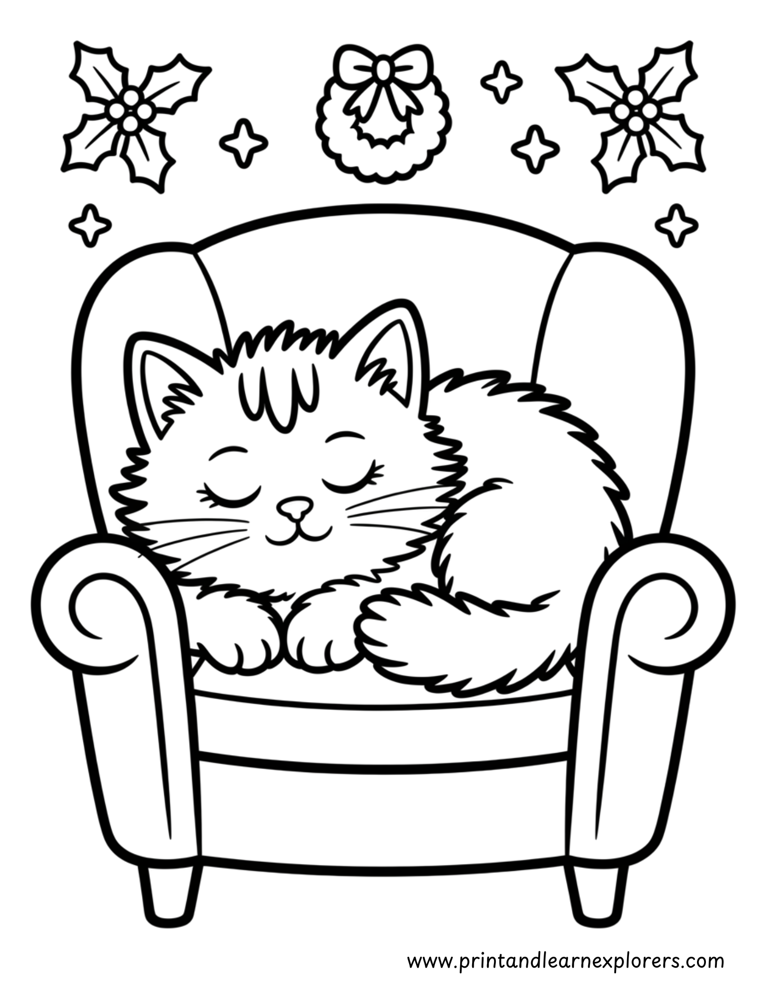 Christmas Cats Coloring Pages 6
