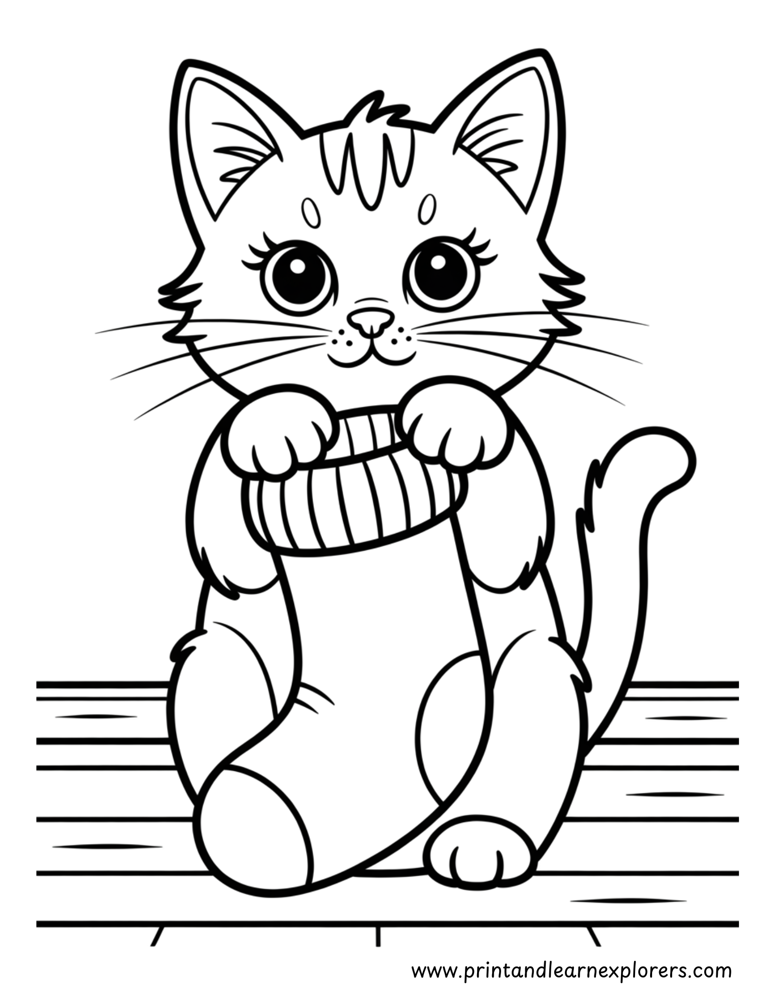 Christmas Cats Coloring Pages 7