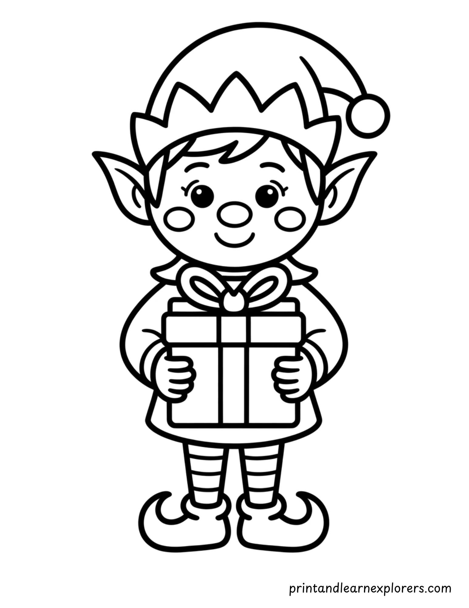 Christmas Elf Coloring Pages 1