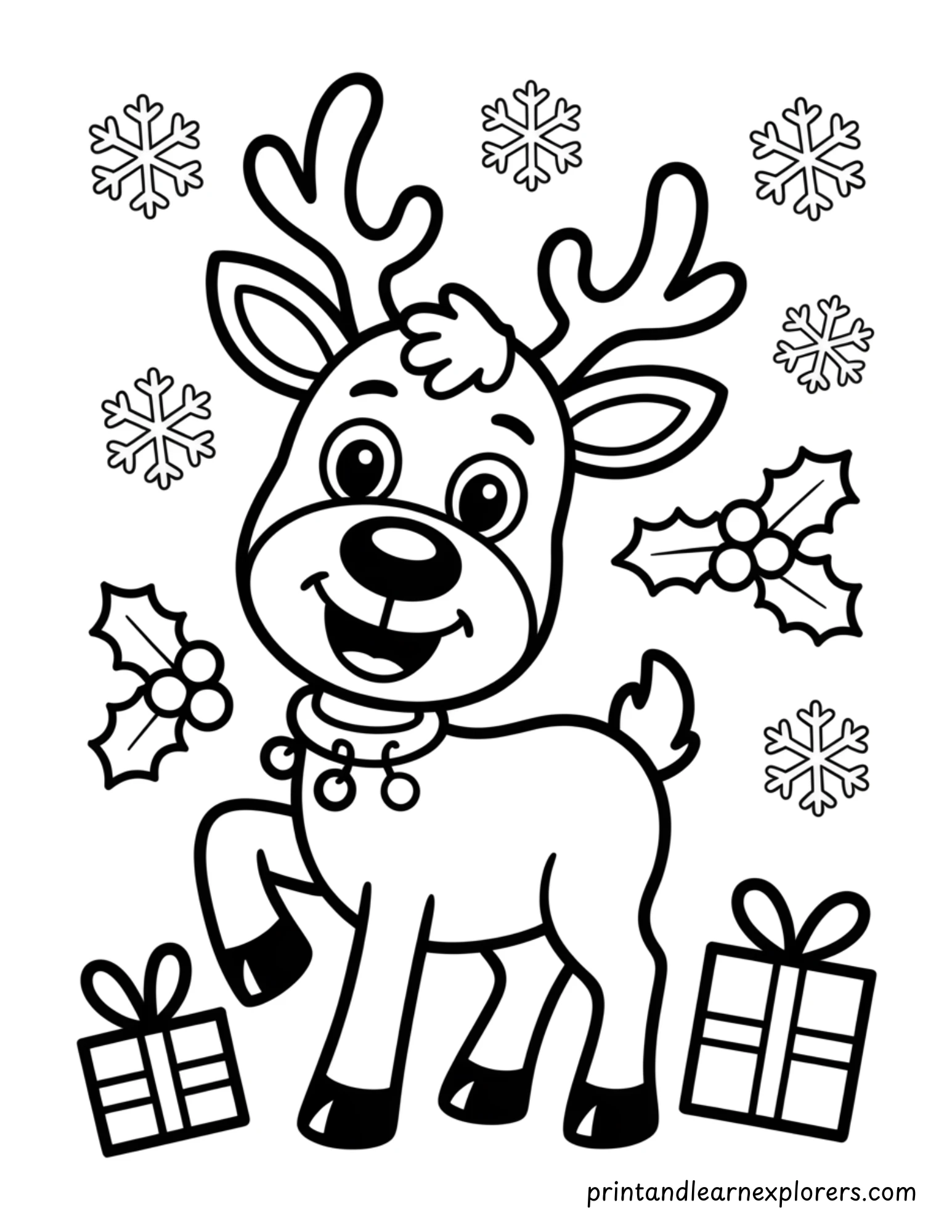 Christmas Reindeer Coloring Pages 8