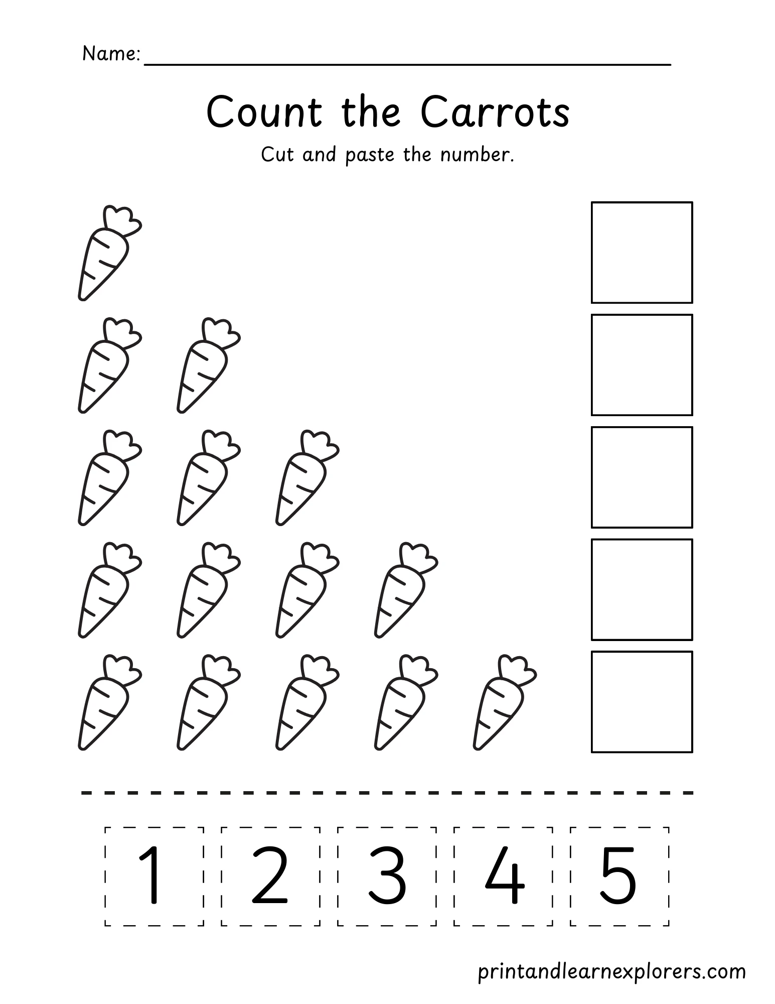 Count The Carrots Worksheet Lvl 1
