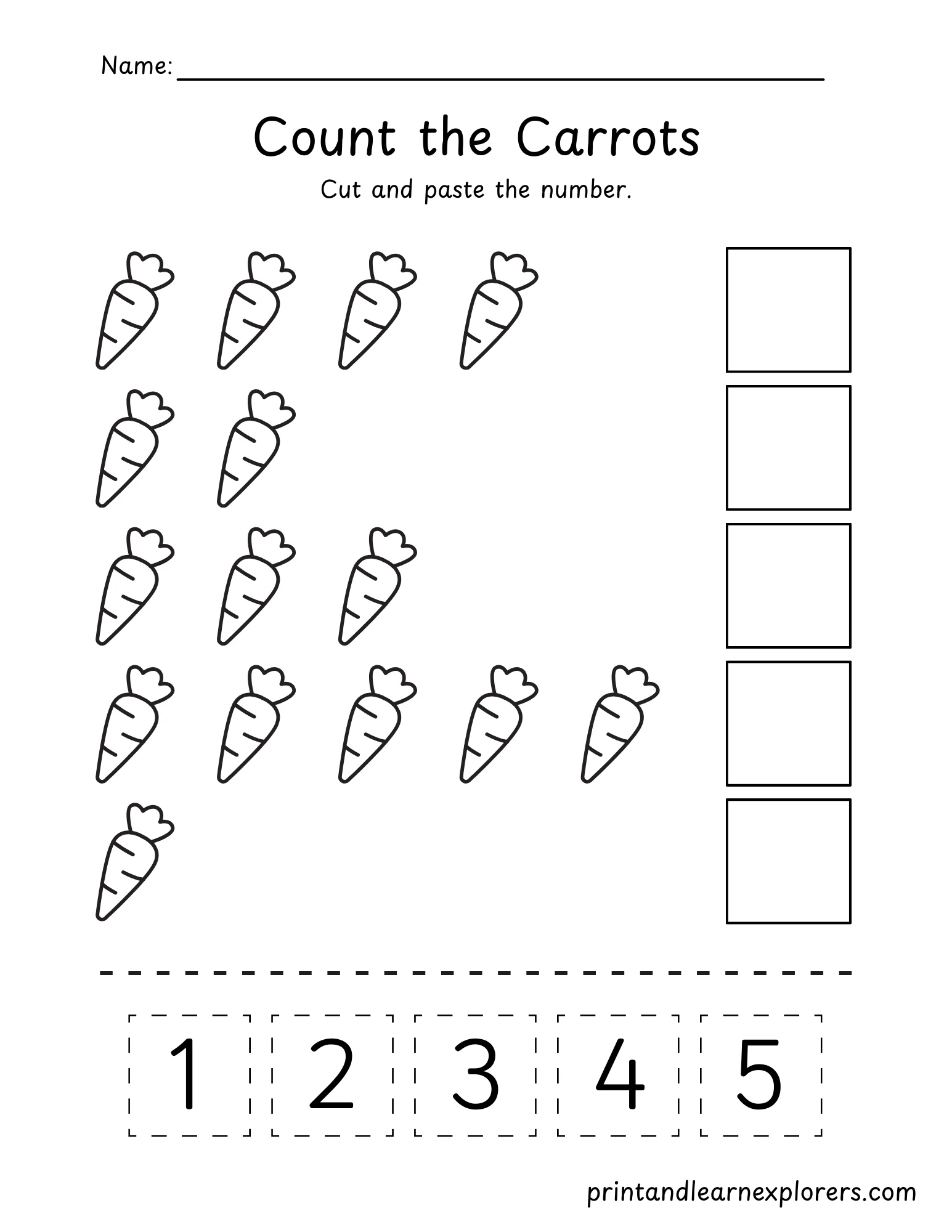 Count The Carrots Worksheet Lvl 2