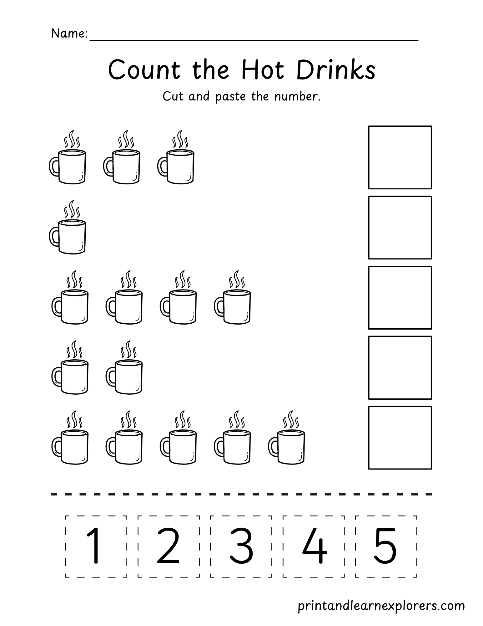 Count The Hot Drinks Worksheet Lvl 2