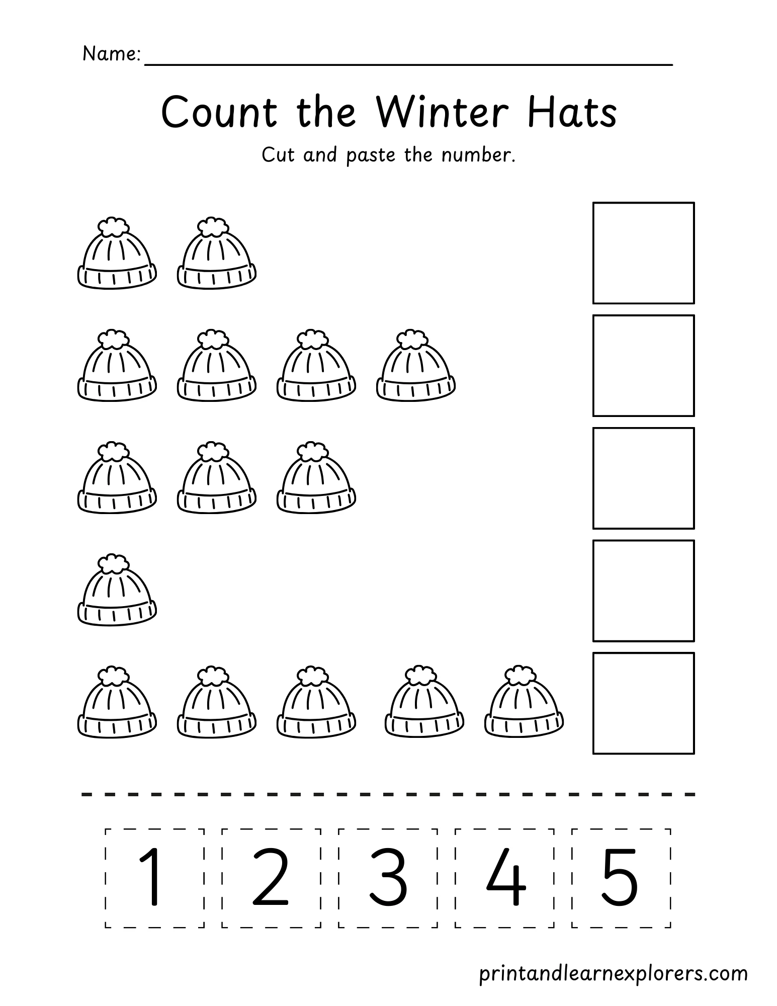 Count The Winter Hats Worksheet Lvl 2