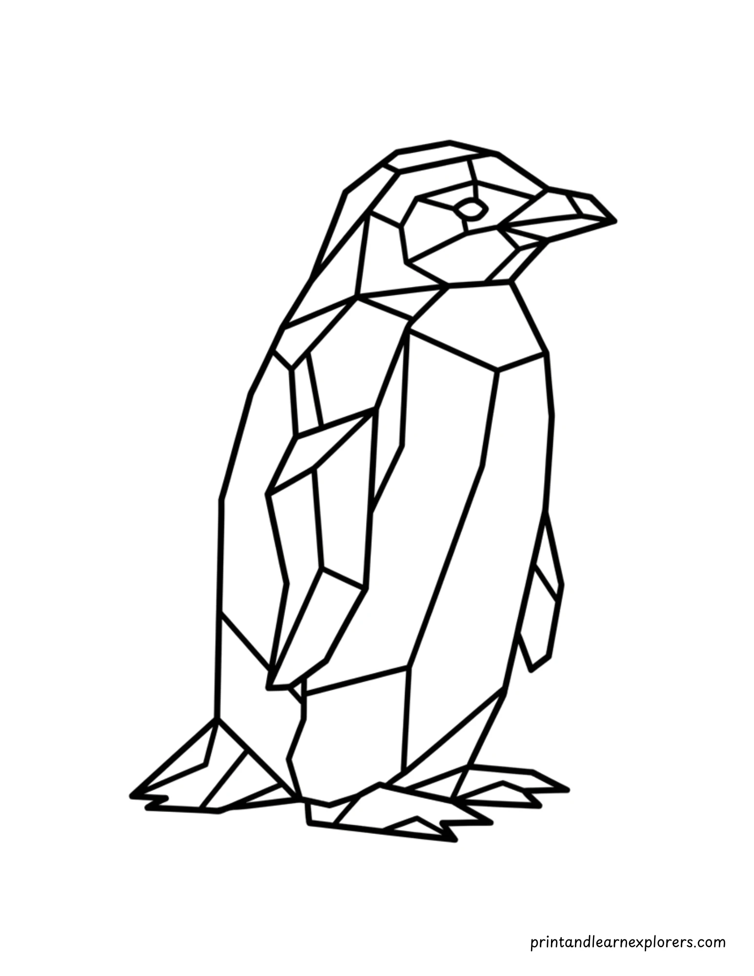 Geometric Winter Penguin Coloring Page 1