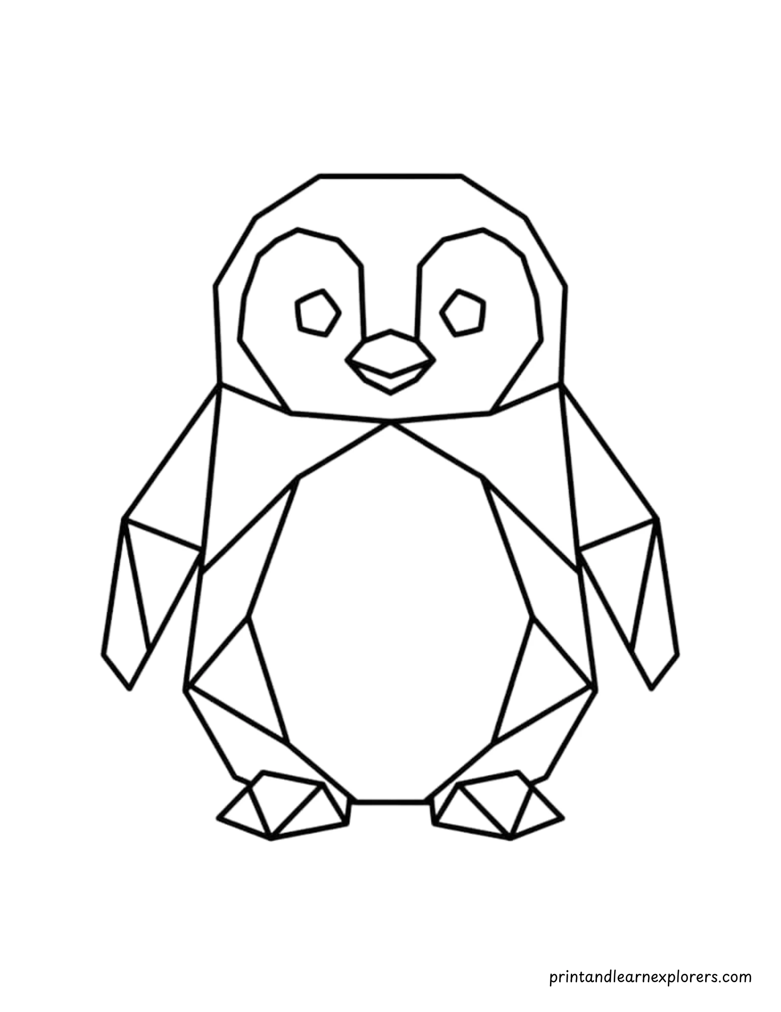 Geometric Winter Penguin Coloring Page 2