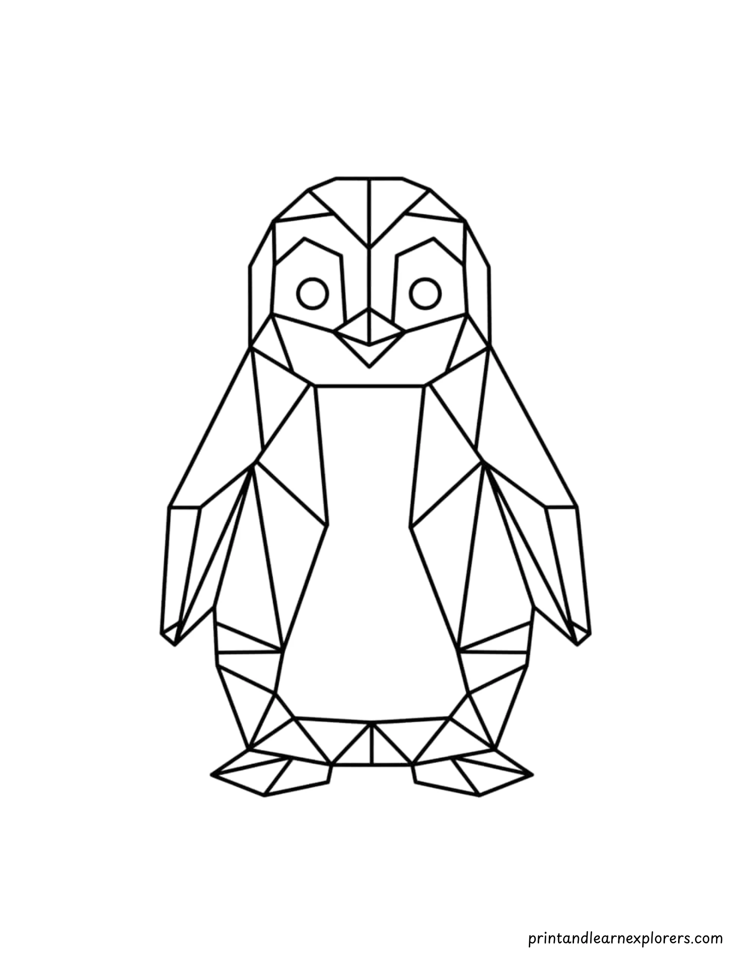 Geometric Winter Penguin Coloring Page 5