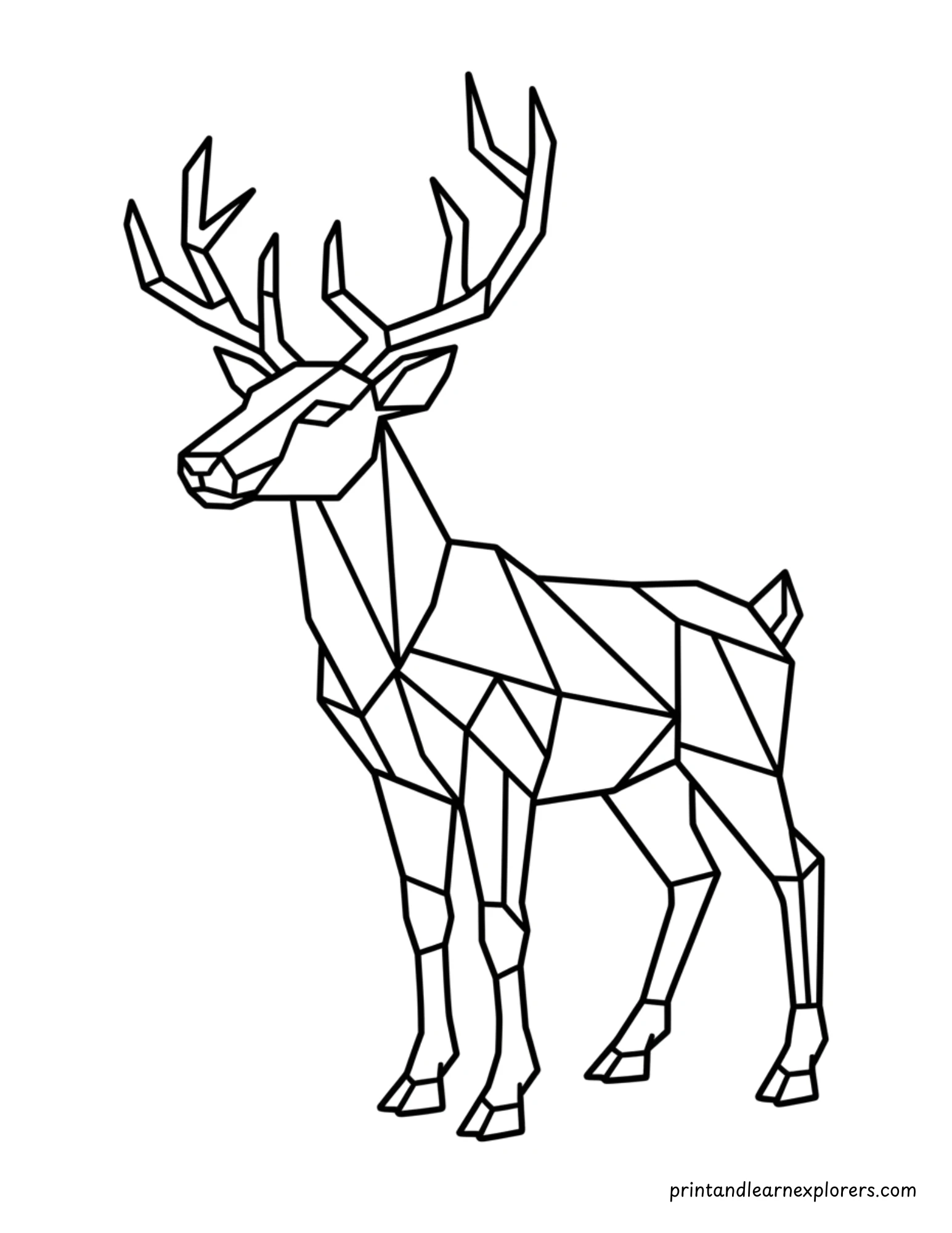 Geometric Winter Reindeer Coloring Page 13