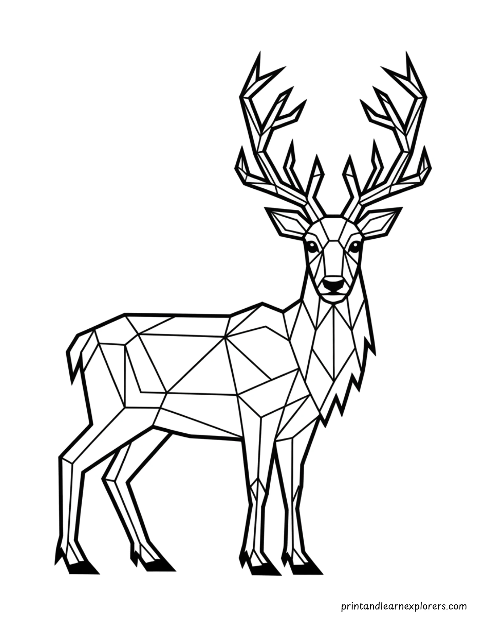 Geometric Winter Reindeer Coloring Page 14