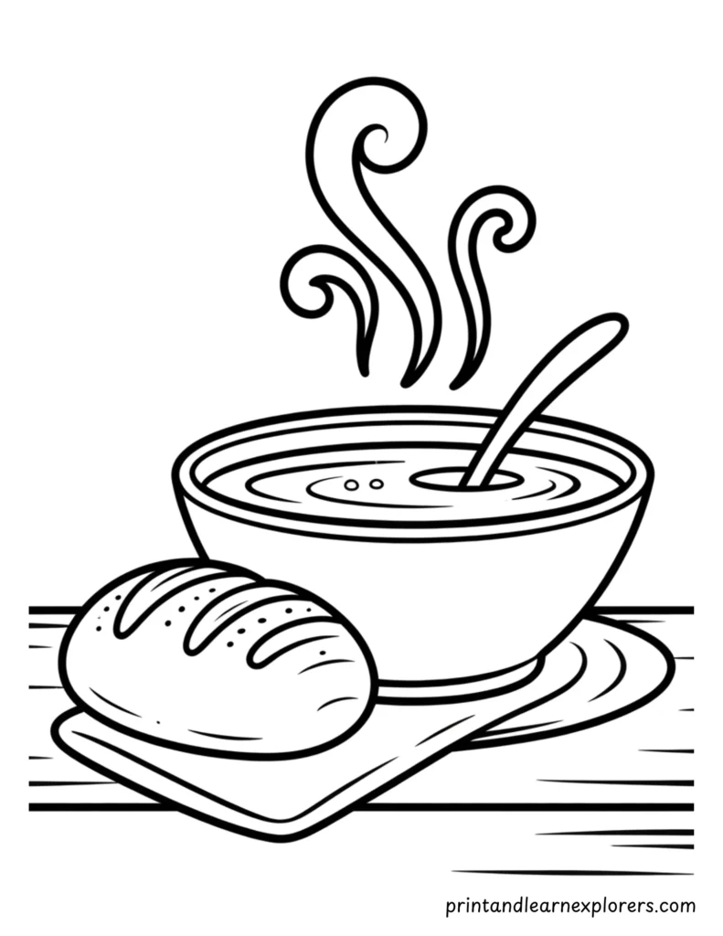 Hot winter soup coloring page