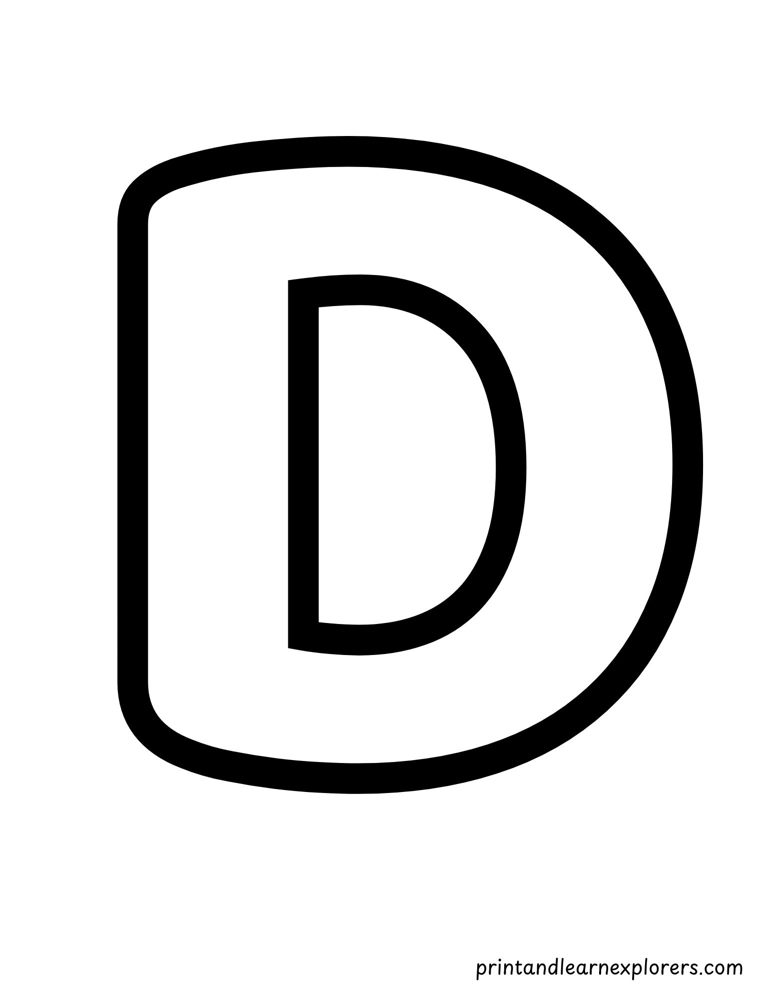 Letter D Uppercase Coloring Page