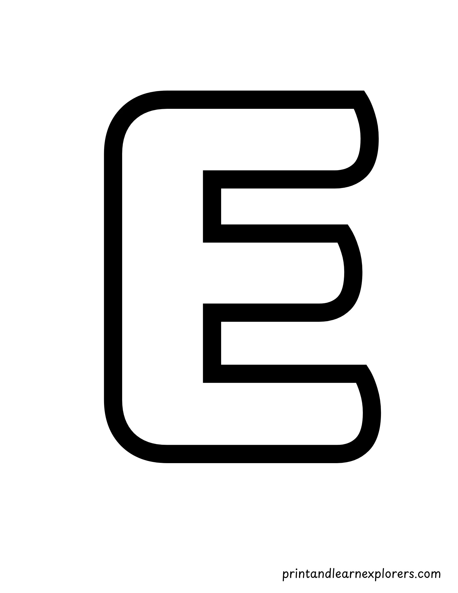 Letter E Uppercase Coloring Page