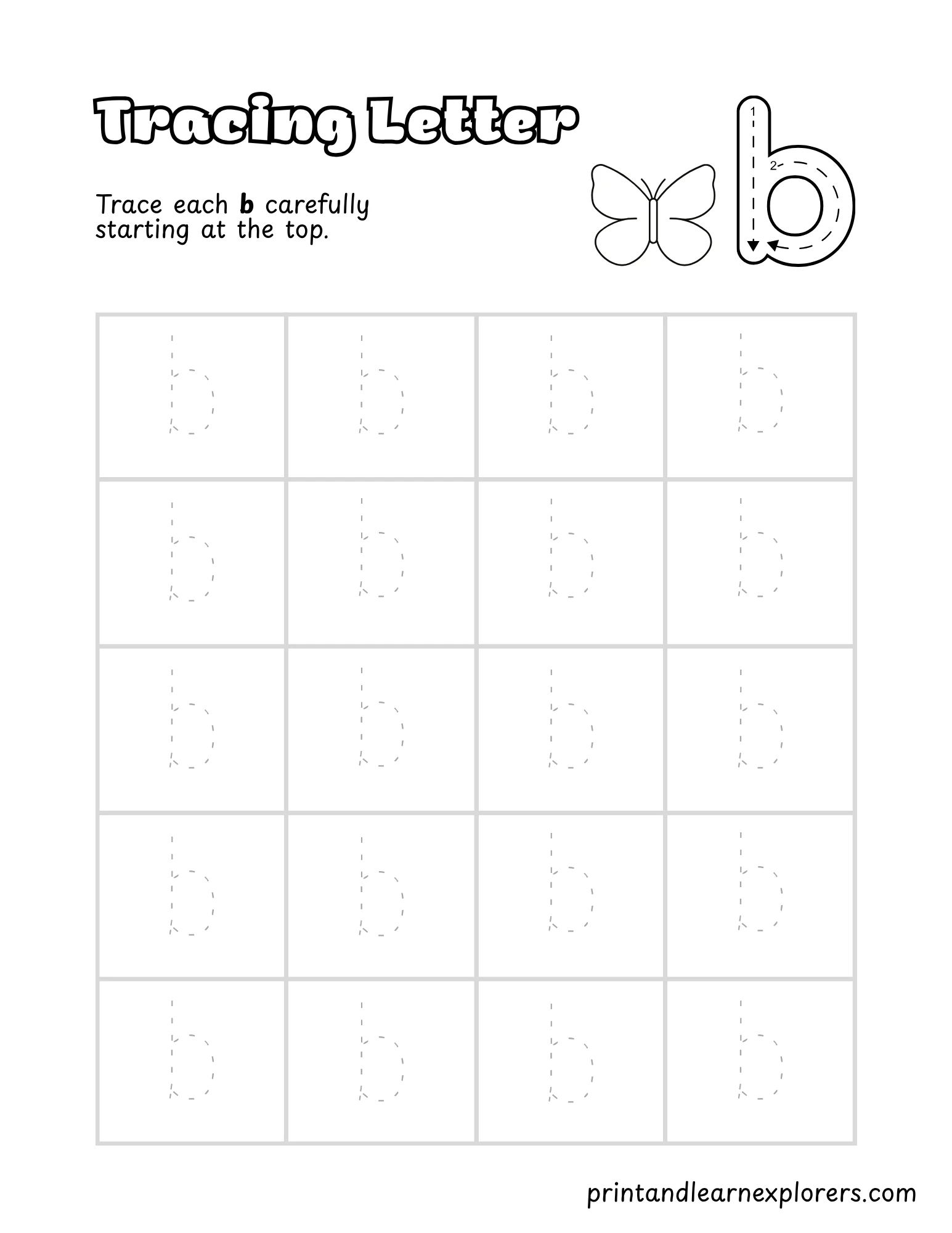 Letter B Tracing Lowercase