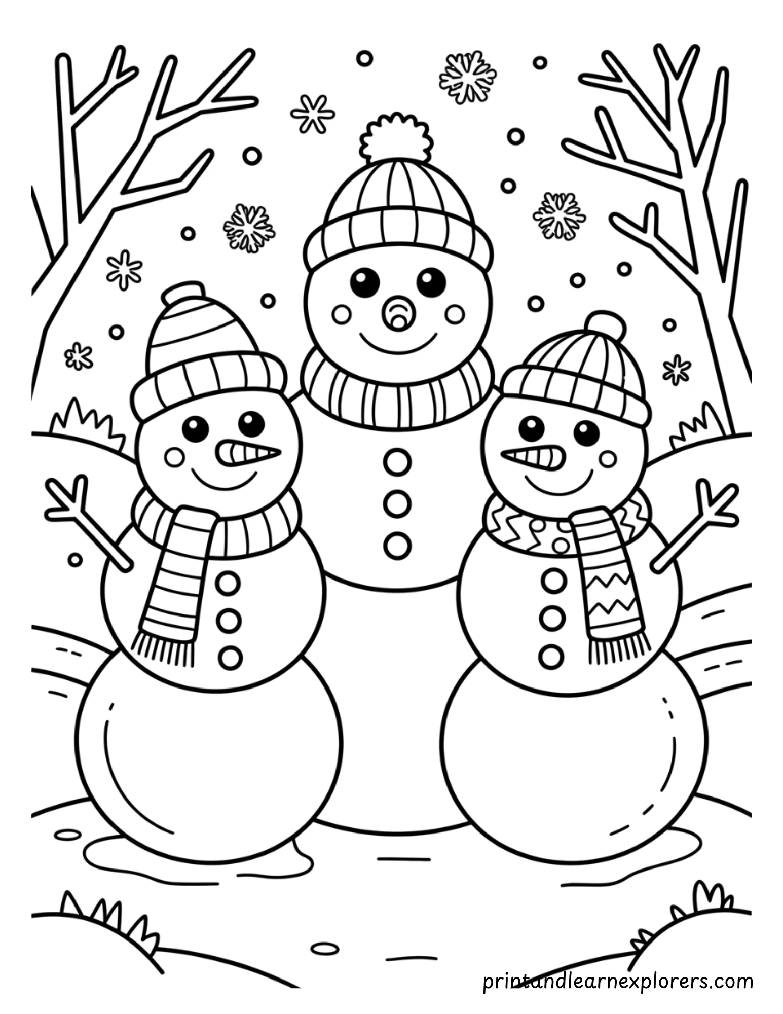 Snowmen Family Coloring Page 18