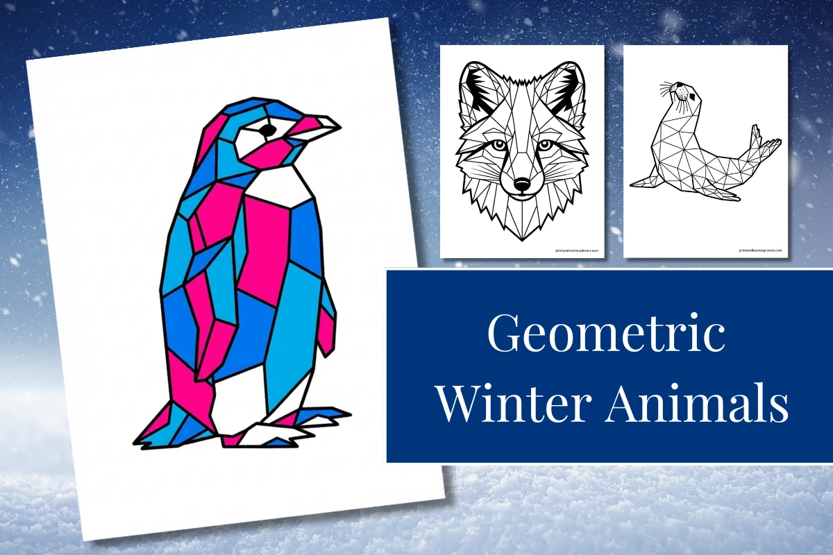 Winter Geometric Animal Coloring Pages