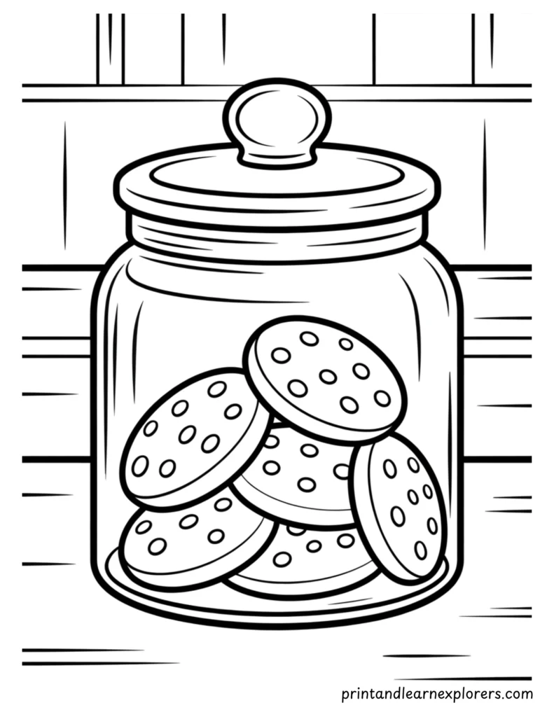 Winter cookies jar coloring page