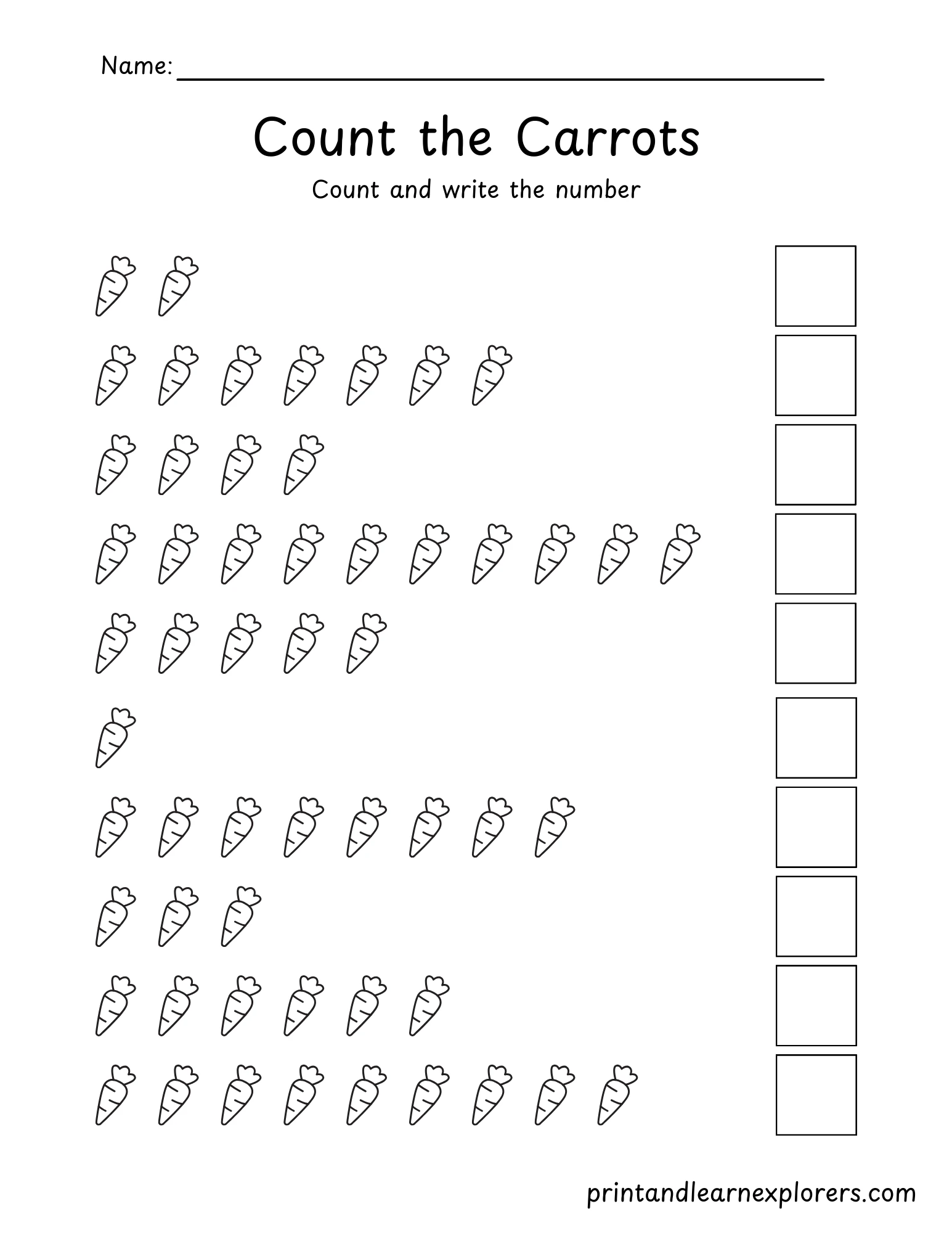 Winter Counting 1 To 10 Worksheet Carrots