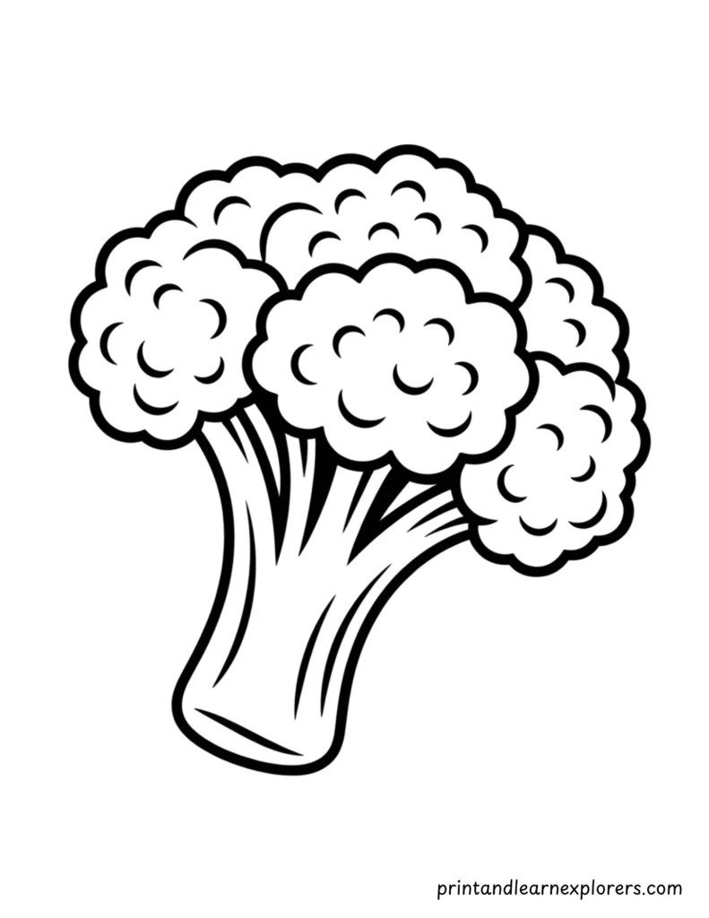 Large piece of broccoli coloring page