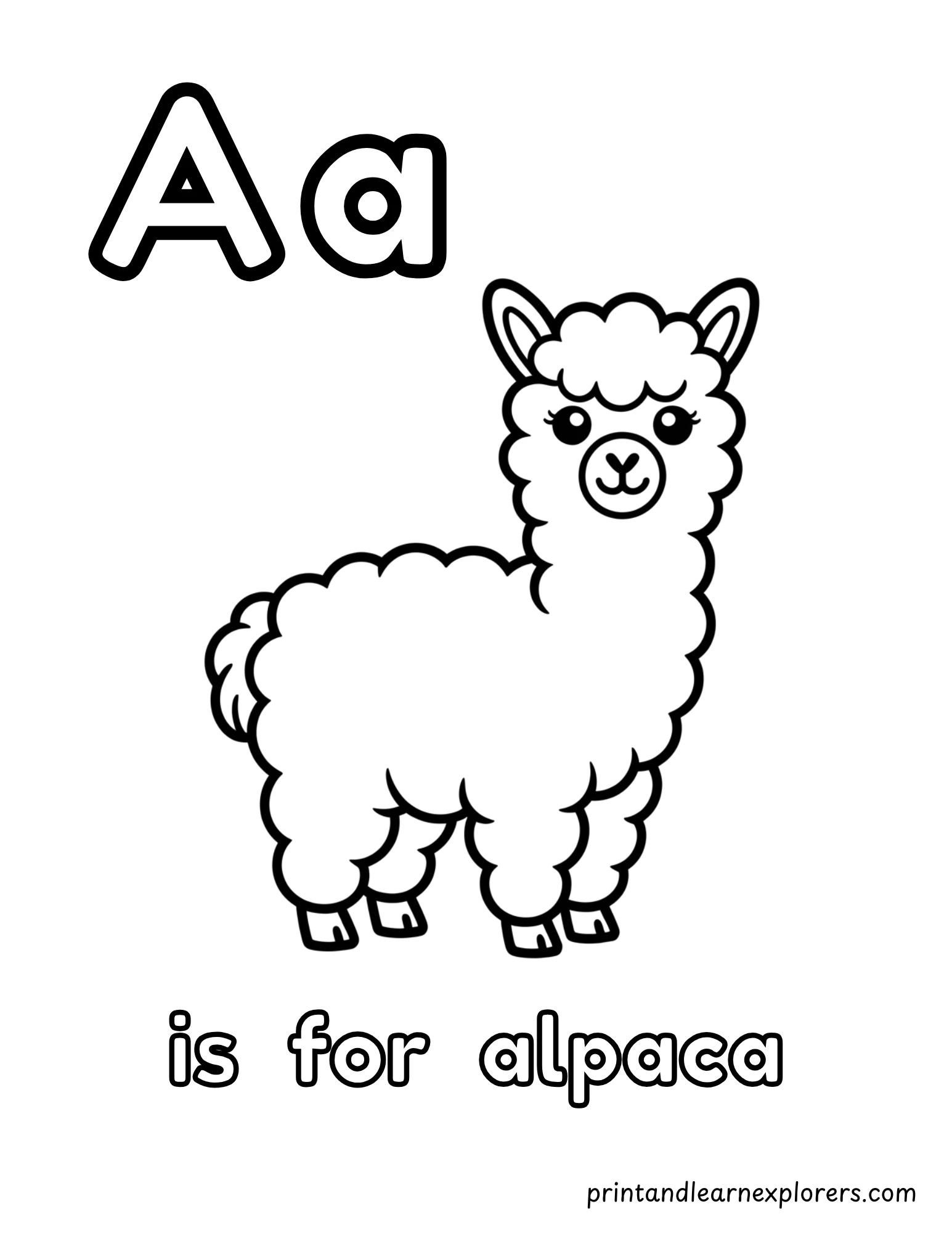 Letter A Is For Alpacacoloring Page