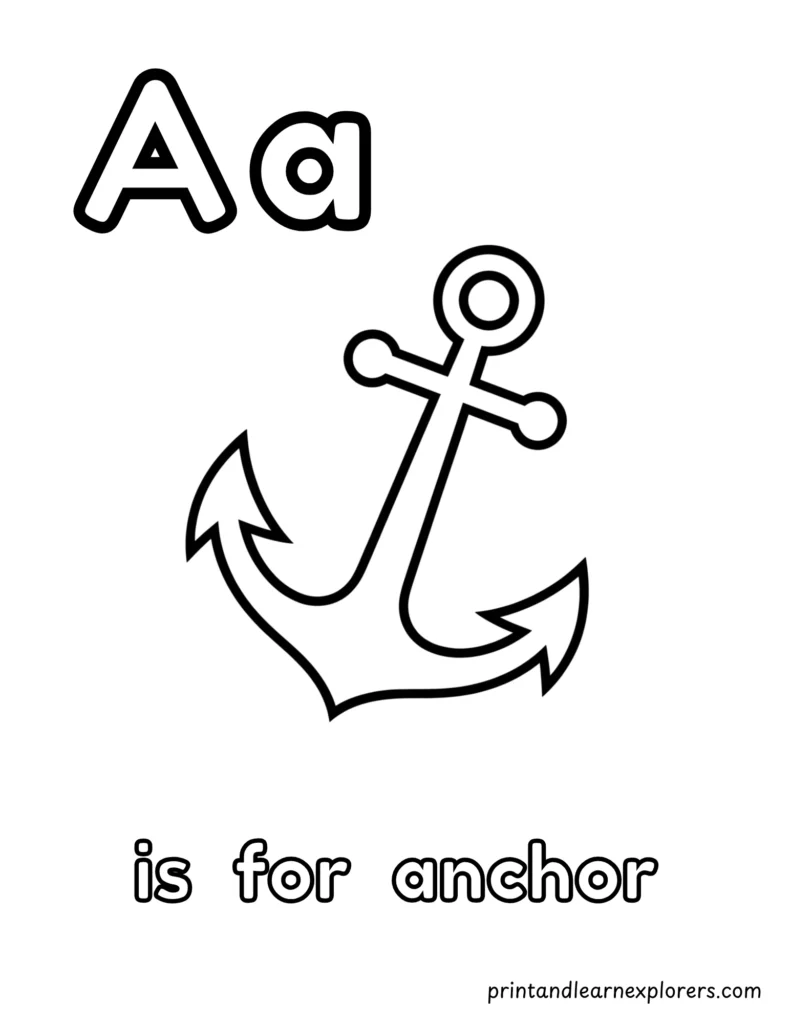Letter A coloring page for anchor