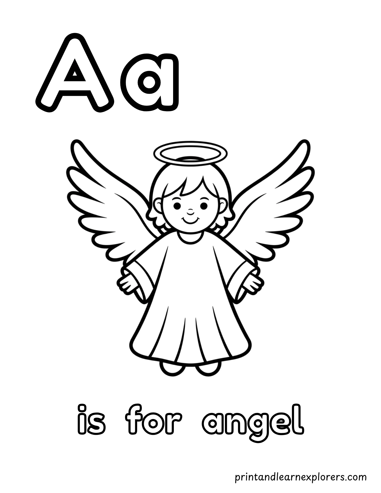Letter A Is For Angelcoloring Page