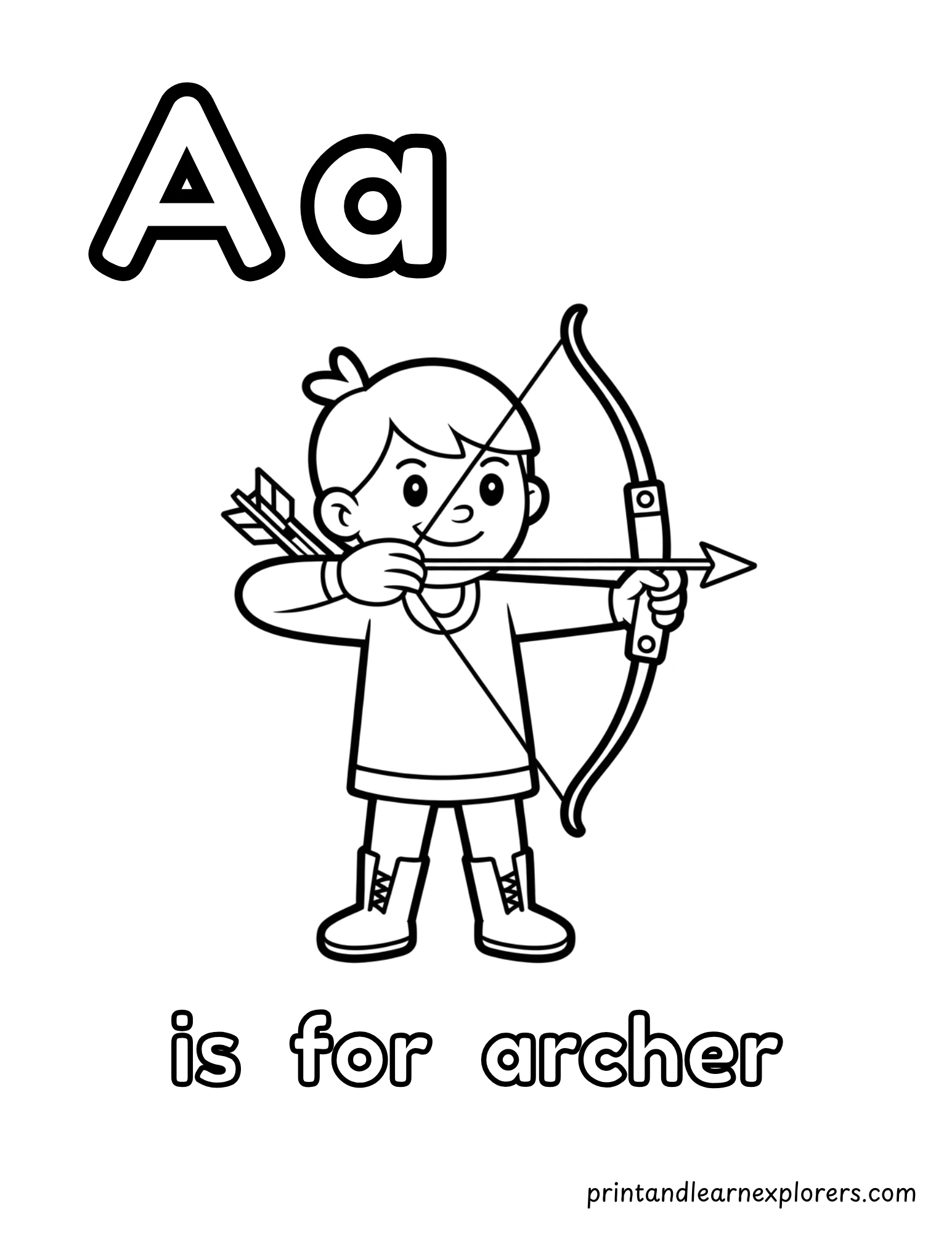 Letter A Is For Archercoloring Page