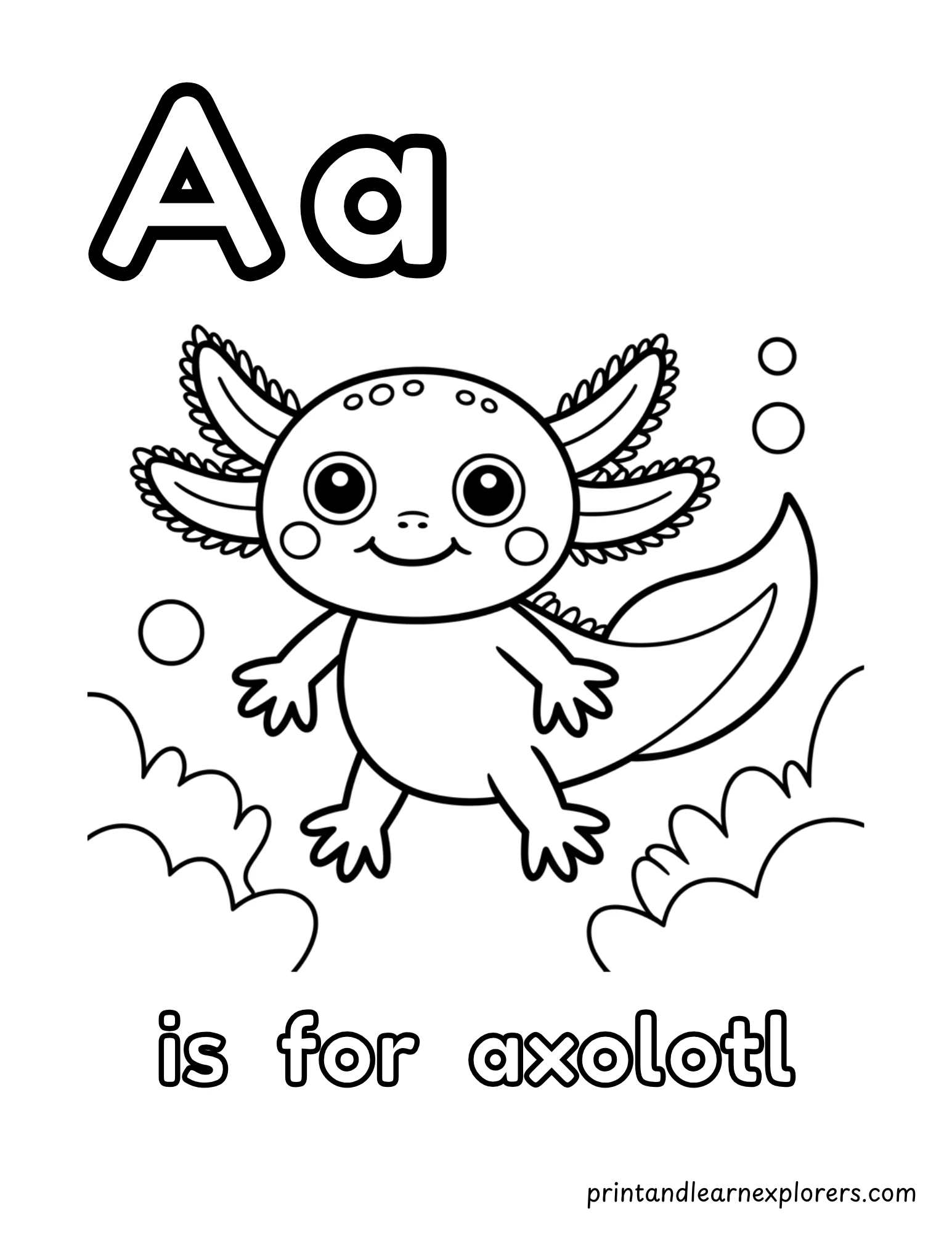 Letter A Is For Axololtcoloring Page