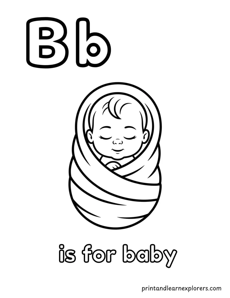 letter b is for baby coloring page