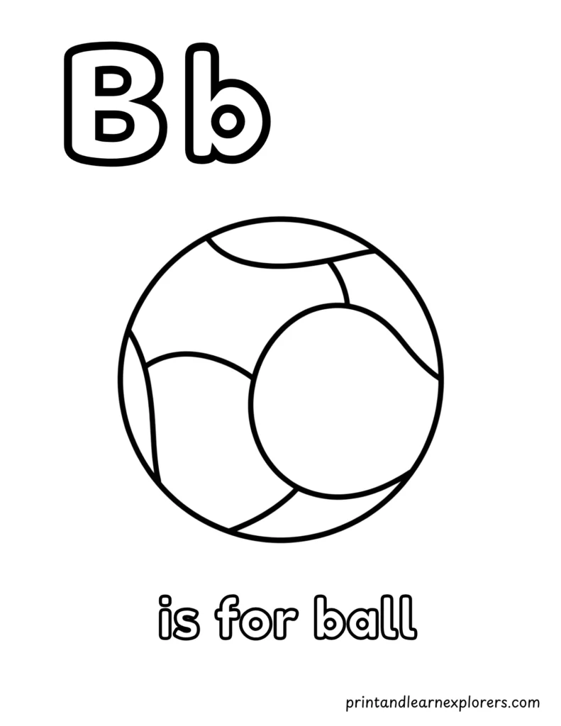 letter b is for ball coloring page