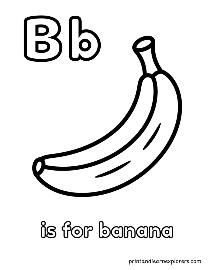 letter b is for banana coloring page