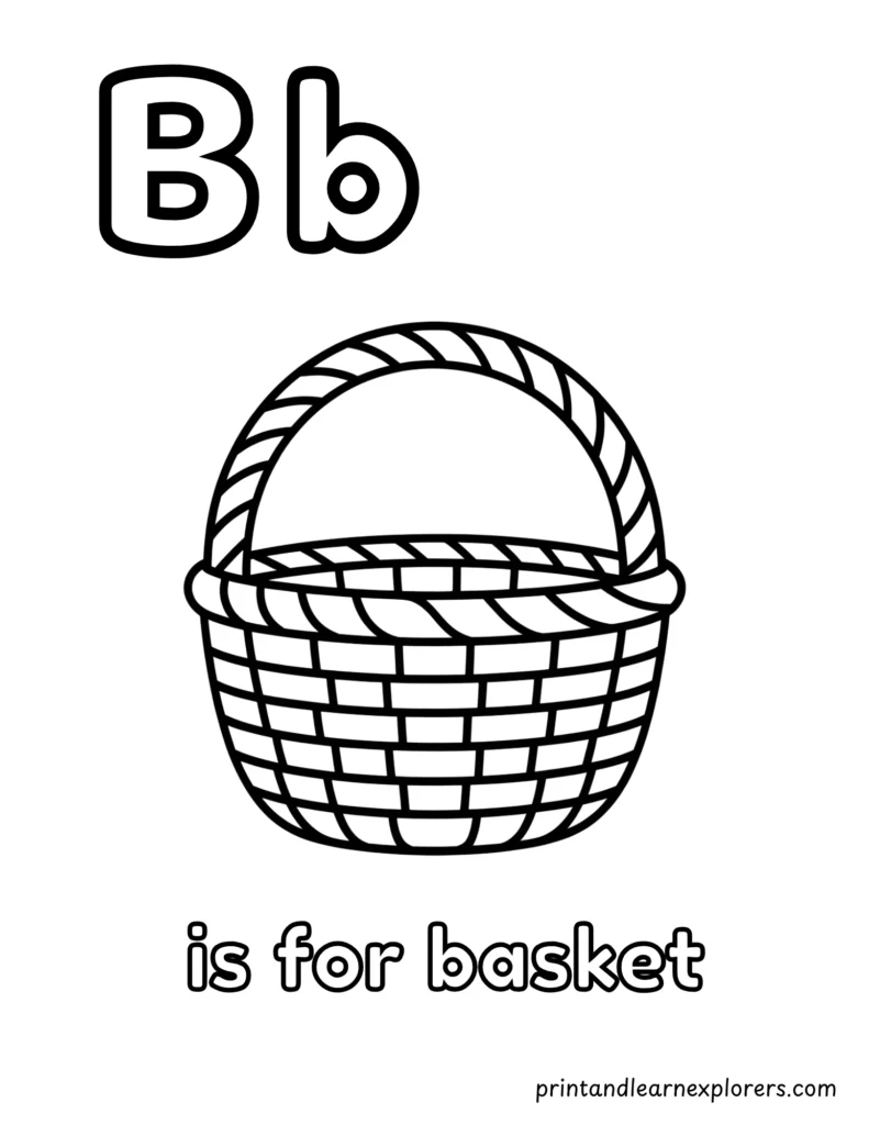 letter b is for basket coloring page