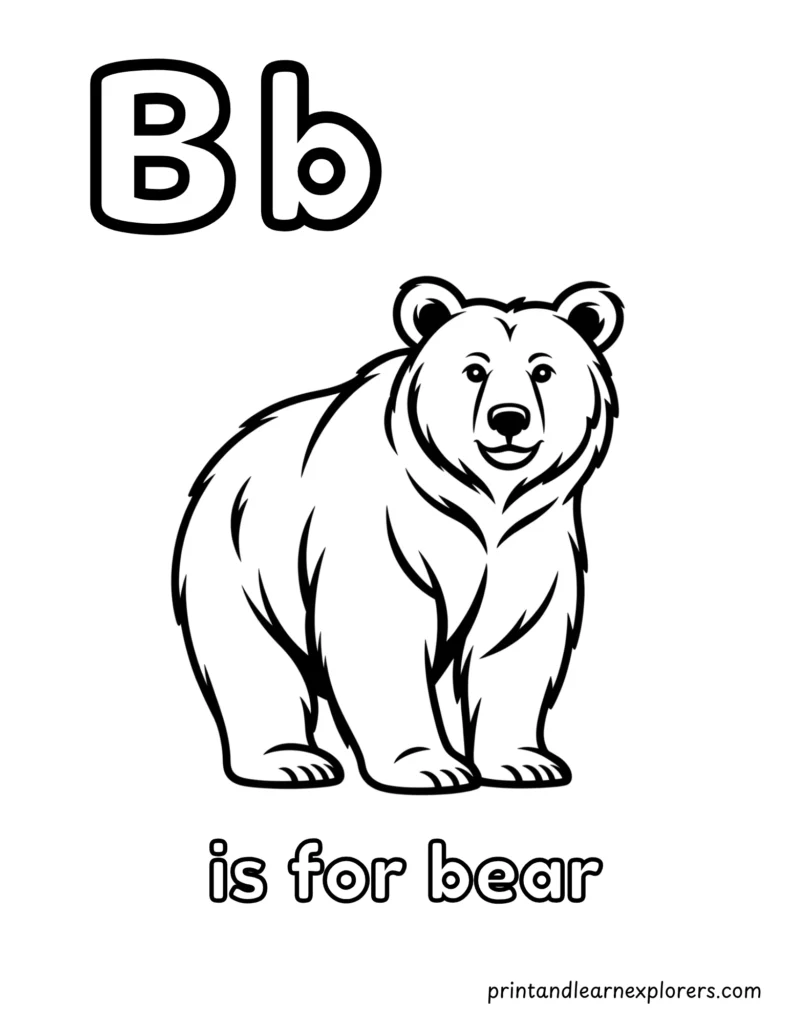 letter b is for bear coloring page