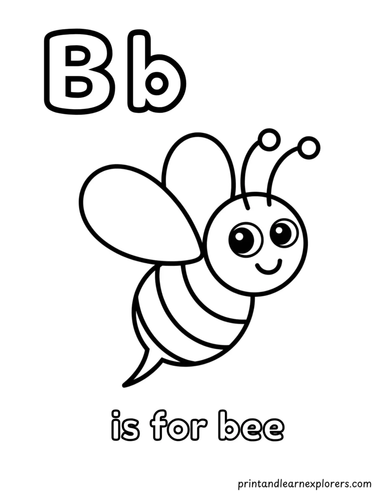 letter b is for bee coloring page