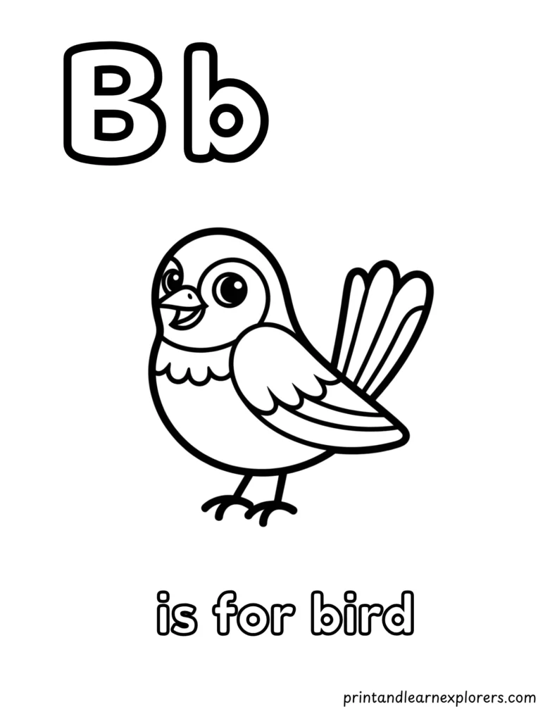 letter b is for bird coloring page