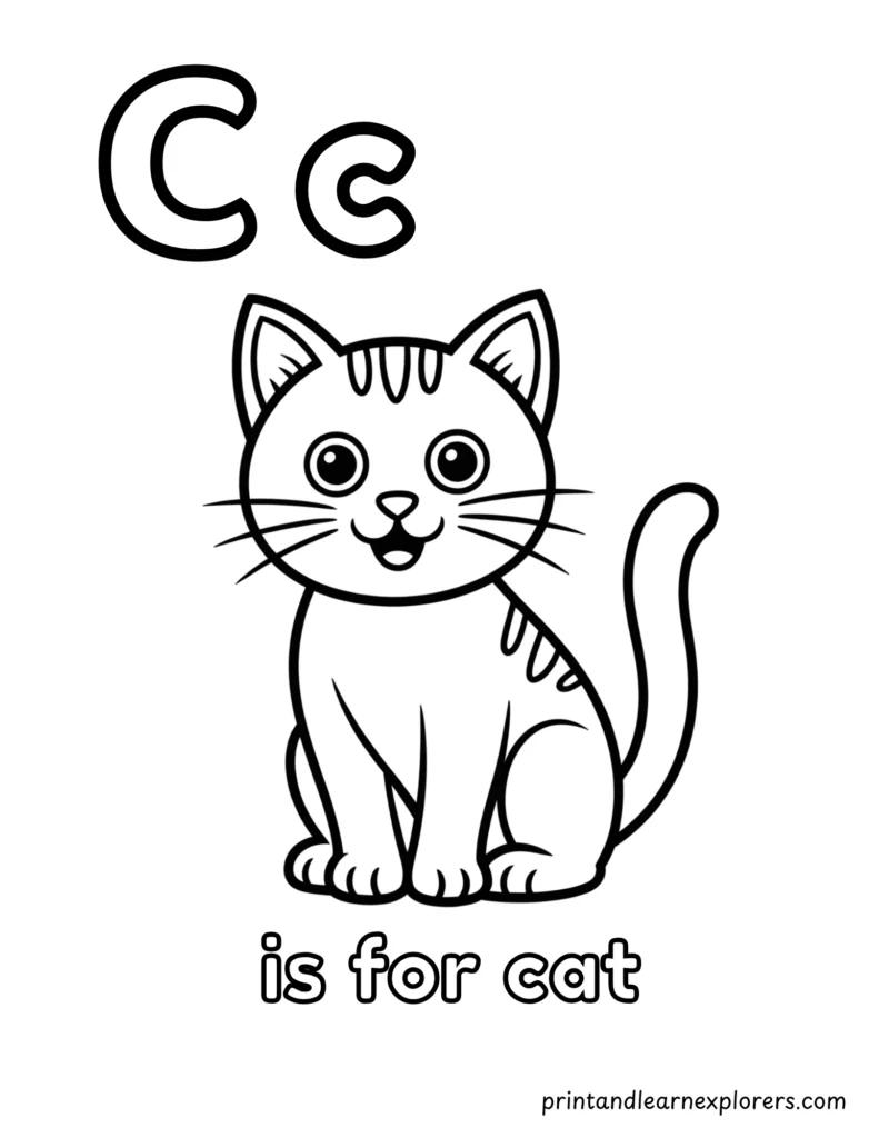 letter c is for cat coloring page