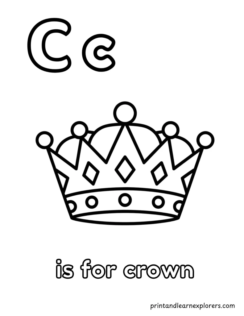 letter c is for crown coloring page